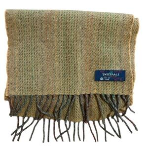 Tweedvale Men's Tan Lambs Wool Scarf 11x52 Made in Scotland